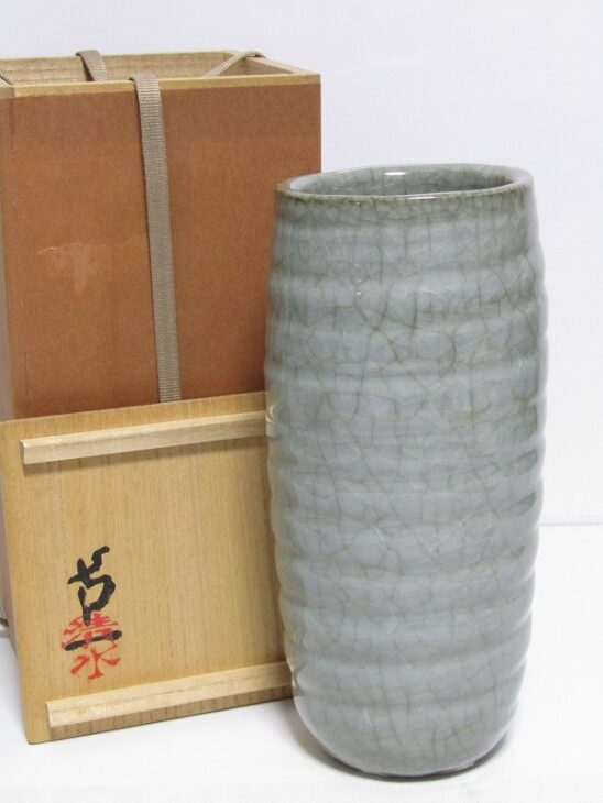 【出張買取】京都市北区よりご依頼 清水卯一青磁花瓶 などの華道具 琴や三味線などの和楽器