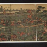 香蝶楼国貞「神霊矢口之渡」三枚続 武者絵 版画 浮世絵