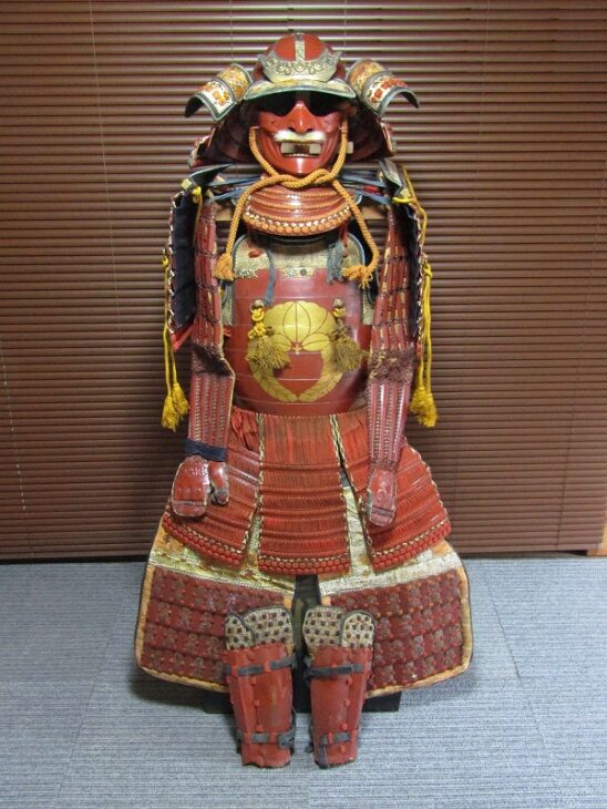 薩摩住光忍作 甲冑 等身大 朱色塗仏胴 下り藤紋 具足