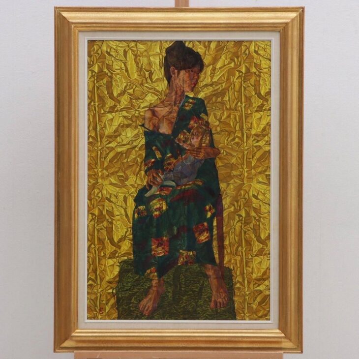稲垣孝二 油彩 25号 日動画廊シール 絵画 油絵