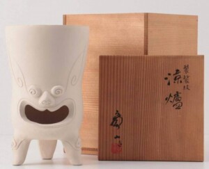 雲林院寶山(昌平寶山) 造 饕餮紋 涼爐 共箱 煎茶道具