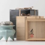 三代 諏訪蘇山 青瓷袴腰香炉 純銀 火屋 共箱 二重箱 茶道具