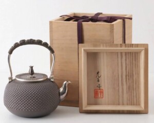 石黒光南 作 純銀 玉霰 湯沸 銀瓶 共箱 煎茶道具