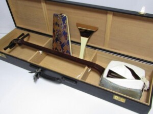 地唄 三味線 K18刻印 紅木 子持ち綾杉胴