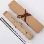 千家十職 中川浄益 菊唐草象嵌 鉄火箸 即中斎書付 共箱 茶道具 表千家