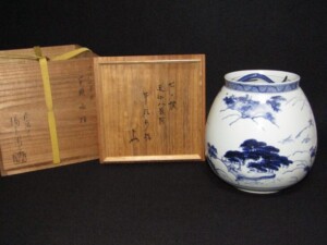 淡海ぜぜ 陽炎園造 芋頭形 水指 共箱 表千家 即中斎 書付