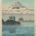 土屋光逸 木版画 甲州 河口湖 昭和13年