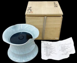 浦口雅行 青磁水指 共箱 茶道具